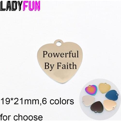 Powerful By Faith Charm Stainless Steel Convention Gifts Charms High Polish Mirror Pendant 10pcs