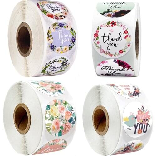 100-500 Pcs Round Flower Thank You Stickers Seal Labels 8 Styles Stationery Sticker For Handmade Sticker Scrapbooking Labels