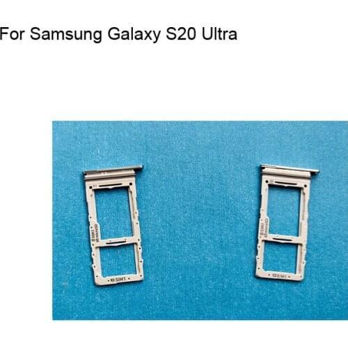 2PCs For Samsung Galaxy S20 Ultra Tested Good Dual Sim Card Holder Tray Card Slot For Samsung Galaxy S 20 Ultra Sim Card Holder