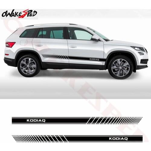 2PCS Car Sport Styling Door Side Stripes Skirt Decor Stickers Vinyl Decal Body Decals For Skoda Kodiaq Auto Accessories