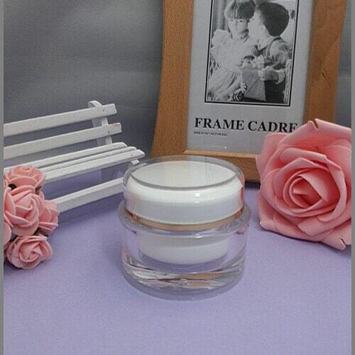 30G acrylic white round cream jar ,whiter inner lid jar w gold line Refillable cream jar,Cosmetic Jar,Cosmetic Packaging