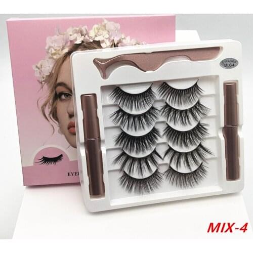 5 pairs of magnetic false eyelashes makeup eyelashes magnetic eyeliner eyelash curler 5 magnets easy to wear, reusable