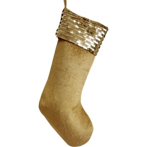Free Shipping Sequin Glitter Sparkle Cuff Thickness Velvet Body Christmas Gift Stocking Gold