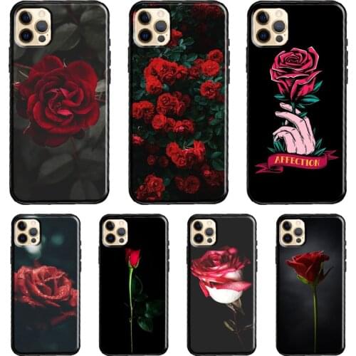 Red Rose Flower TPU Case For iPhone 12 mini 11 Pro Max XS X XR 5S 6S 7 8 Plus SE 2020 Back Cover Coque