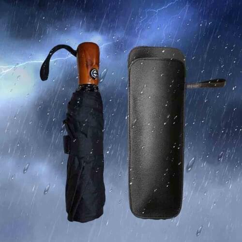 Black PU Leather Umbrella Cover Case Portable Water-absorbing Umbrella Storage Pocket