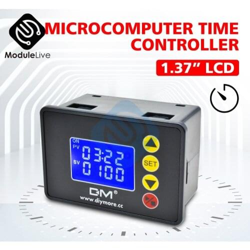 DC 12V 24V 240W AC 110V-220V 1.37 inch 1.37'' LCD Display Microcomputer Time Controller Delay Relay Module Control 54 Work Mode