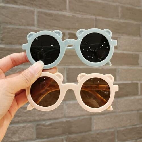 Kids Sunglasses Cute Cartoon Bear Shape Fashion Round Sunglasses Baby Boys Girls Eyewear Vintage Chirldren Glasses UV400