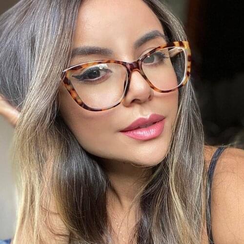Womens Eyeglasses 2020 Transparent Square Computer Glasses Frame Anti Blue Light Female Eyeglass Sexy Leopard óculos