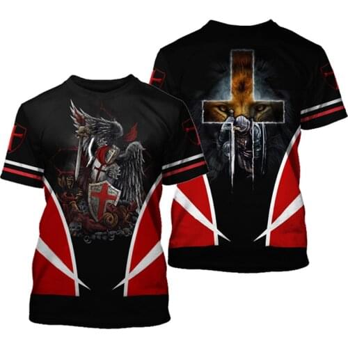 Templar Knight 3D Print Men T-shirt 2021 Summer O-Neck Short Sleeve Fashion Style Male Clothes tshirt Casual t-shirt plus size