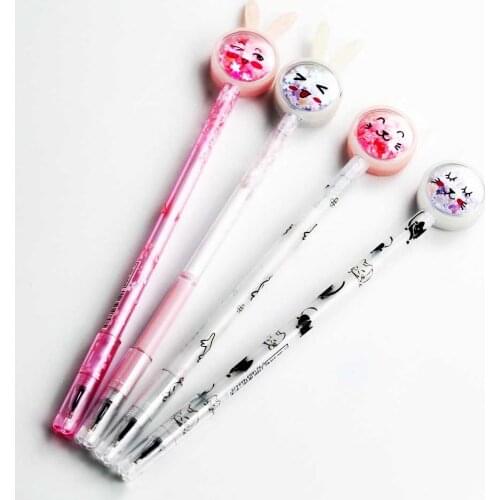 4pcs/Set Stationery Cute Ears Gel Pen Gift 0.5mm Optional Blue Black Ink for School Office Writing Pens
