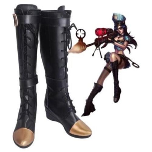 Hot Game LOL Caitlyn the Sheriff of Piltover Cosplay Costume Boots Shoes Halloween Party Custom Made Women Shoes Accessories