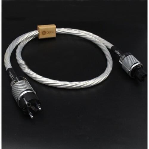 HIFI Silver-plated EU SCHUKO Power Cable Hi-end Super AC Power Cords with Carbon Fiber EU mains Power Plug
