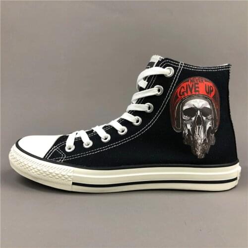 Wen Canvas Shoes High Top Original Horror Black Zombie Skull Head Red Helmet Design Custom Sneakers for Men Womens Gifts