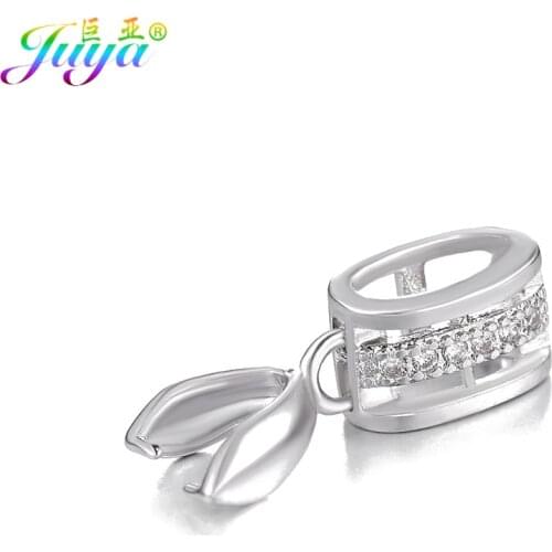 Juya DIY Earrings Handicraft Accessories Hand made Brass Connector Pinch Clip Bails For Women Crystal Agate Pearl Jewelry Making
