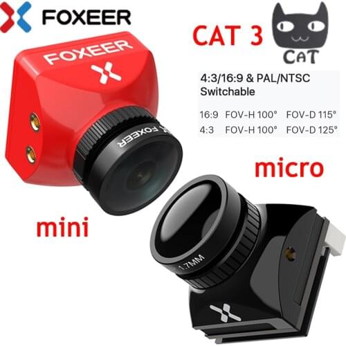 Foxeer Mini / Micro cat 3 Night Flight low latency 1/3'' Sensor 16:9/4:3 P/N Switchable Starlight FPV Camera for FPV drone