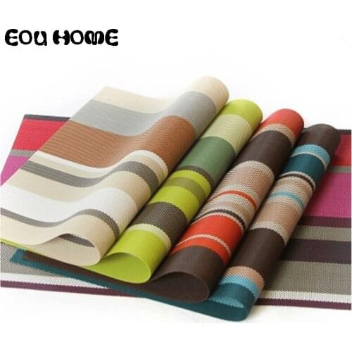 4/6Pcs Set European Style PVC Mats Pads Useful Striped Waterproof Thermal Insulation Mat Tableware Cup Bowl Western Food Pads