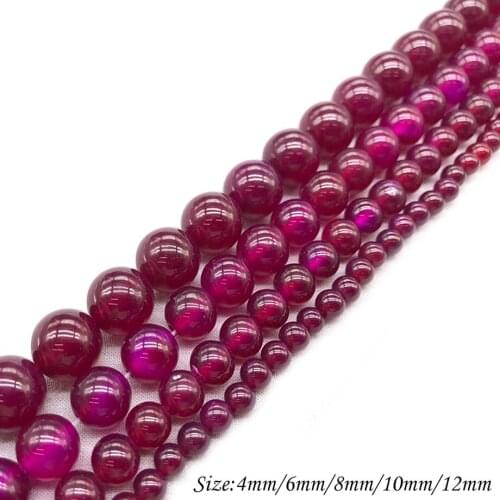 Natural Stone Wine Red Quartz Round Loose Charm BeadsFitMulti-purpose Jewelry Making 4 6 8 10 12 MM Pick Size J227