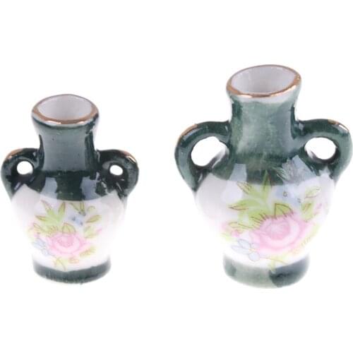 Mini Doll House Mini Art Decorations Graduation Beautifully Designed Ceramic Vase 2 pcs