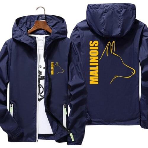 Mens Silly Dog Belgian Malinois Thin Reflective Sunscreen Windbreaker Skin Ultra Light Beach Cycling Jacket Coat Oversized 7XL