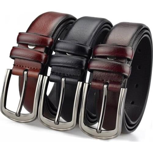 Anpudusen New Fashion Mens Leather Belts Designer Belt for Man Pin Buckle with Leather Strap Business Dress Male Belts