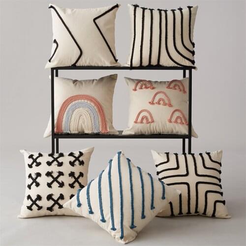 Nordic Style Embroidered Cushion Cover 45x45cm Knitted Throw Pillow Cover for Living Room Funda Almohada Chair Sofa Car Decor