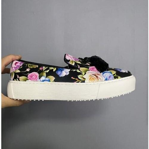 New fashion tassel men shoes round toe slip on cotton print increase loafers casual shoes for men