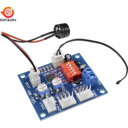 NTC 3950 Thermistor PWM Fan Temperature control Speed Controller Module 12V 4-wire High-Temp Alarm Buzzer PC Computer CPU Fan