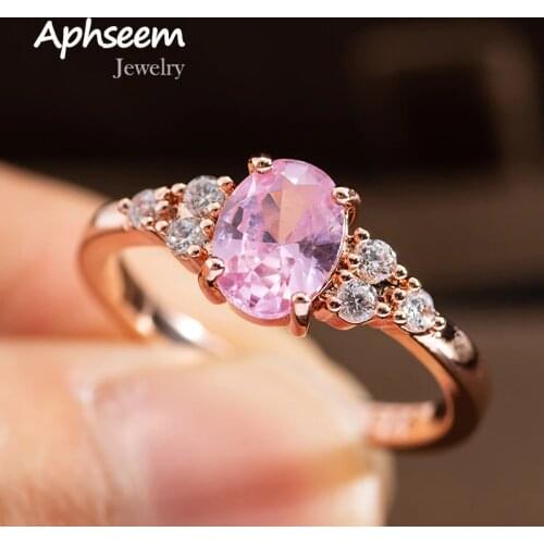 Fashion Oval Pink Zircon Wedding Rings For Women Female Elegant Simple Dainty Ring Engagement Finger Love Lady gift jewerly