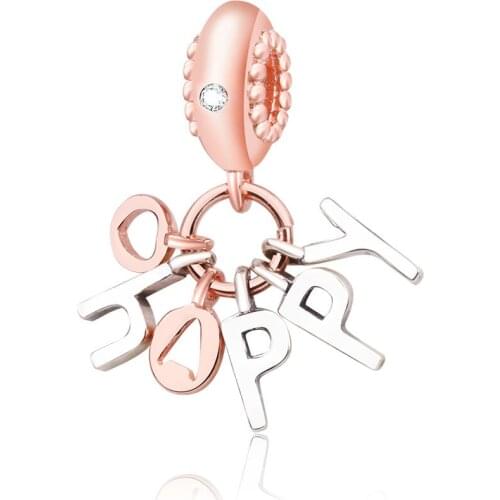 Wholesale Price 925 Sterling Silver Happy Charm Bead Fit Charm Essence Bracelet Bangle Lady Jewelry Gift 2018 Spring Collection