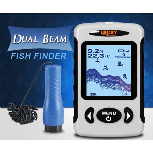 LUCKY FF718D-Ice Portable Fish Finder 2.2" LCD Screen 200KHz/83KHz Dual Sonar Frequency 100M Fish Detector for Ice Fishing B2