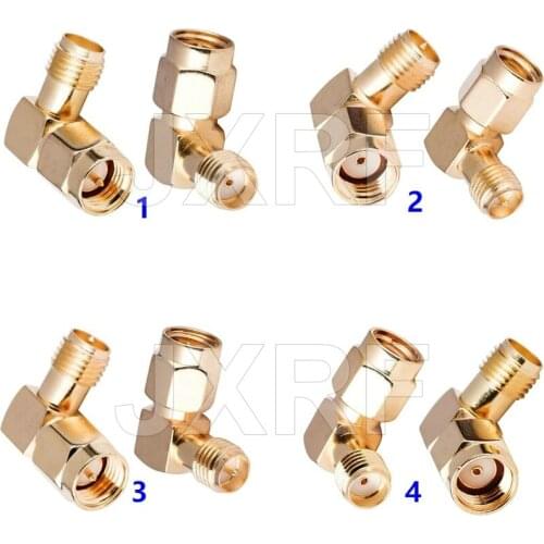 JXRF Connector 2PCS SMA 90 Degree Right Angle SMA Male RP SMA to SMA Female RP SMA Adapter for WIFI Antenna / FPV RF Connector