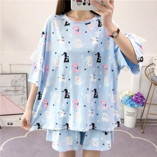 Plus Size 10XL 170KG Summer Pajamas Set Women Cotton Sleepwear Short Sleeve Night suits Pijama Mujer Home Wear Women Nightwear