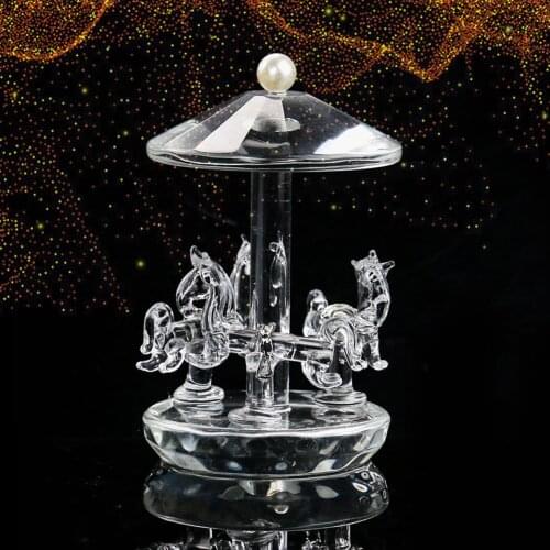 Dream Romantic Carousel Crystal Car Home Decoration Accessories Living Room Wedding Decor Paperweight Center Collection Crafts