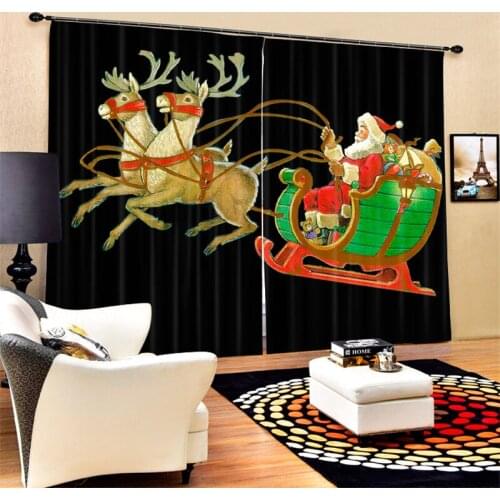 Luxury 3D Curtains Drapes For Bed room Living room Office Hotel Cortinas Santa Claus black Blackout Shade Window Curtains