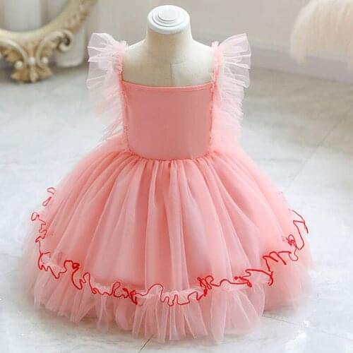 Pink Girls Dress New Childrens Solid Color Childrens Clothing Fluffy Mesh Skirt Birthday Princess Dress Dress Skirt