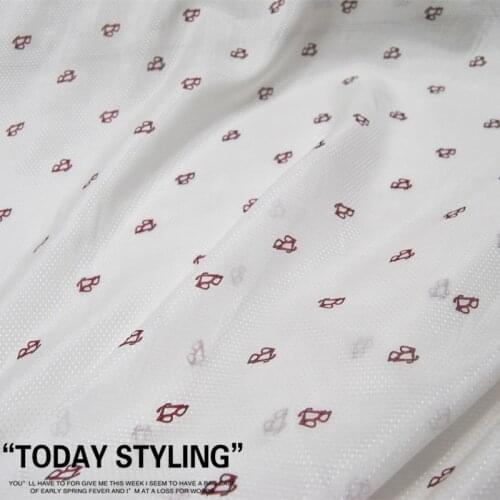 LEO&LIN White Background Glasses Dotted Jacquard Large Wide Silk Cotton Silk Clothing Cloth Fabric DIY Textile Tissue