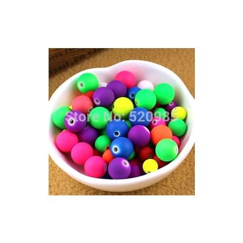 Mixed 8mm Rubber beads Fluorescence Neon Round Ball Loose Acrylic Spacer Beads for jewelry making ACB03