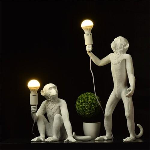 Modern Monkey lamp Rope LED Pendant Lights Lighting Nordic LOFT Restaurant Resin Monkey Pendant Lamp Study Indoor Deco Luminaire