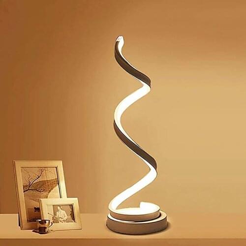 LED Spiral Table Lamp Modern Curved Desk Bedside Lamps Dimmable Warm White Light For Living Room And Bedroom Decoration Lighting
