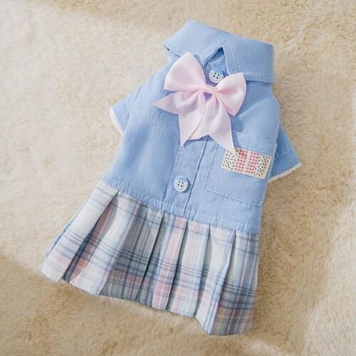 Uniform Skirt Pet Clothing Dogs College Style Dress Dog Clothes Costume Soft French Bulldog Cute Spring Autumn Blue Girl Chien