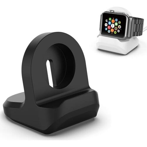 Silicone Charger Holder for Apple Watch Series 1/2/3/4/5 Charging Dock Station for i Watch 44mm 42mm 40mm 38mm Black Stand