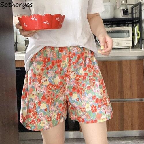 Elegant Sleep Bottoms Women Floral Printed All-match Tender Vintage Summer Baggy Trousers Female Sleepwear Breathable Chic Daily