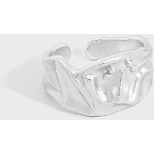 SHANICE S925 Sterling Silver Open Ring Wide Opening Ring Geometric Concave Convex Wave Ring Finger Ring For Men Women