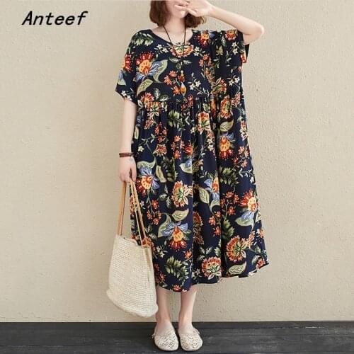 Short sleeve plus size stain chiffon vintage dresses for women casual loose long summer dress elegant clothes 2021 sundress