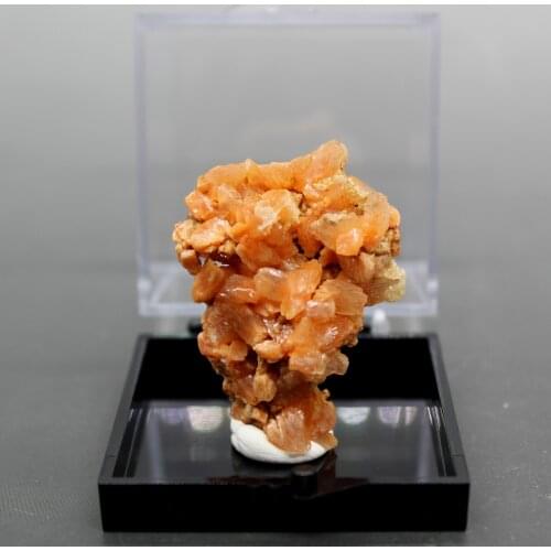 100% Natural Orange Apophyllite Crystal Mineral Specimen Ore Crystal Rock stones and crystals quartz box size 52mm free shipping