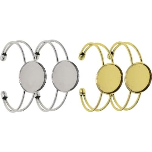2pcs Stainless Steel Bangle Settings, Round Blank cabochon Bracelet Base Trays DIY Bracelets Making Accessories