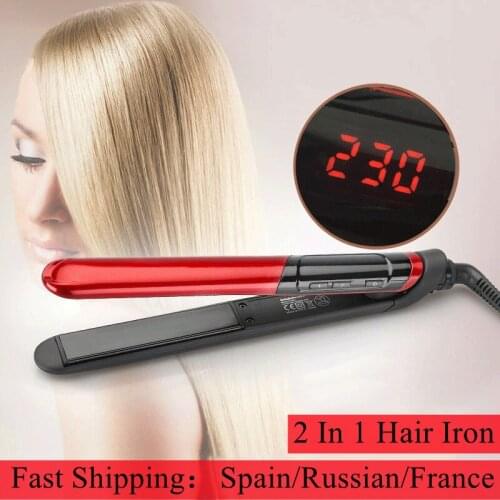 Professional Ceramic Fast Heat 2 In 1 Hair Flat Iron Hair Straightener & Hair Curler For Household Easy Hair Care/Styling Tool