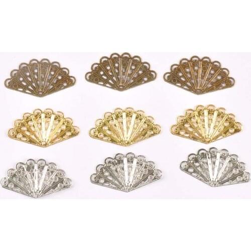 20Pcs 3 color Filigree Wraps Flower Connectors Metal Crafts Gift Decoration DIY Findings Jewelry Making 40x23mm YKL0767