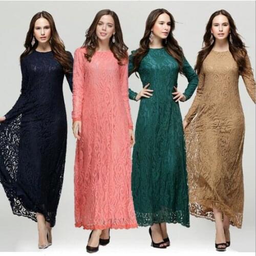 2016 msulim abaya beautiful fashion Womens Color lace dress