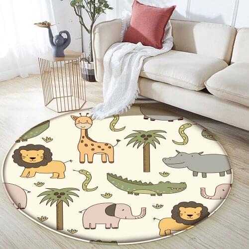 2021 High Quality Rug Childrens Flannel Carpet Animal Puzzle Game Learn For Baby Play Round Carpet in the childrens room